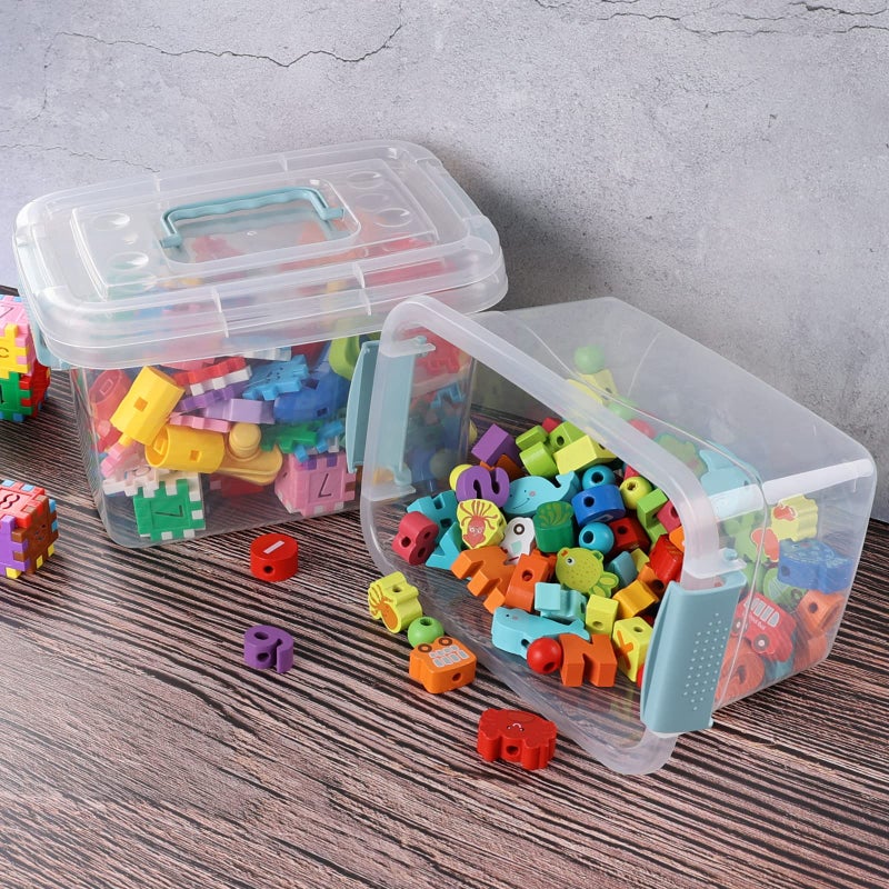 Hespama 6 Packs 6 Quart Lidded Storage Bin, Plastic Latch Container Box with Handle - Image 5